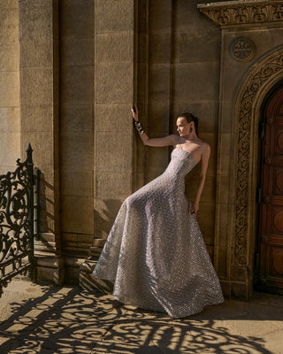 Raffia Strapless Gown