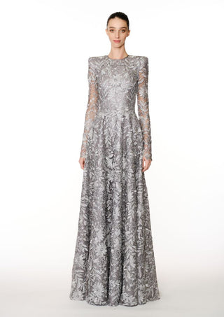 FLORAL LACE LONG SLEEVE GOWN