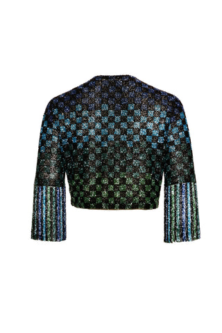 BEADED CROPPED BOLERO WITH FRINGE SLEEVES