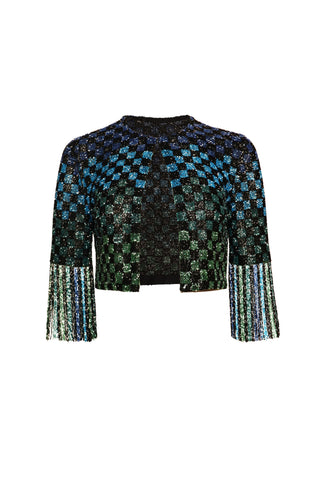 BEADED CROPPED BOLERO WITH FRINGE SLEEVES