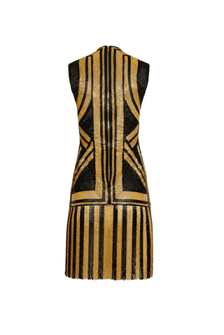 BEADED JEWEL NECK SLEEVELESS DRESS