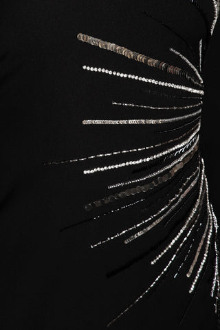BEADED JEWEL NECK DRESS WITH LONG SLEEVES