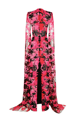 VELVET EMBELLISHED GOWN WITH CASCADING SLEEVES