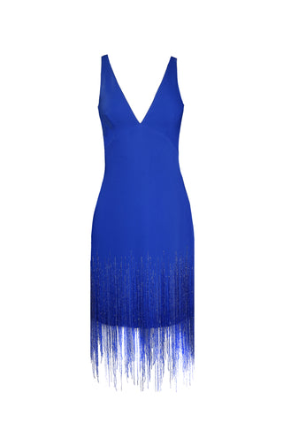 V-NECK FRINGE DRESS