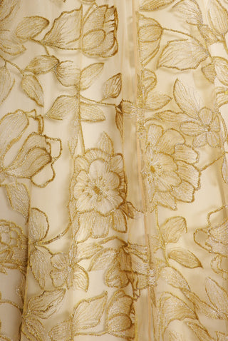 LACE JEWEL NECK FULL SKIRT GOWN