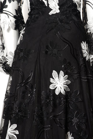 LACE BOATNECK GOWN WITH BLOUSON SLEEVES