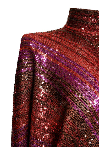 STRETCH SEQUIN MOCK NECK TOP