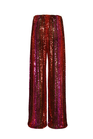STRETCH SEQUIN WIDE LEG PANT