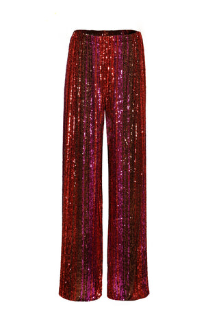 STRETCH SEQUIN WIDE LEG PANT