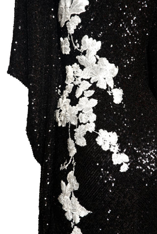 STRETCH SEQUIN JEWEL NECK CAFTAN
