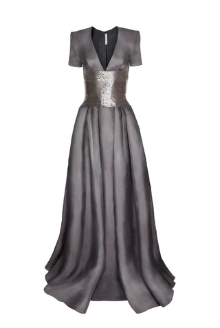 GOWN WITH BEADED BELT