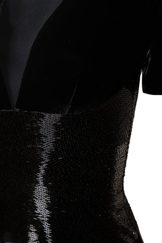 V-NECK PLEATED COLUMN GOWN WITH BEADED WAIST