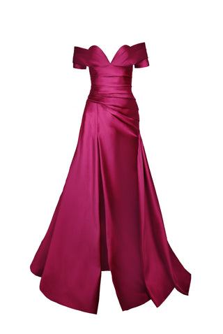 STRAPLESS PLEATED MIKADO GOWN