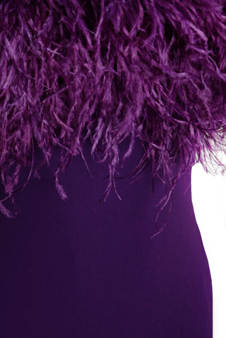 CREPE DRESS WITH FEATHER DETAIL