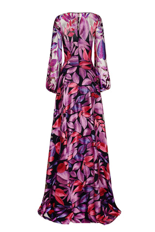 BOATNECK BLOUSON SLEEVE GOWN