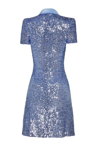 STRETCH SEQUIN POLO SHORT SLEEVE DRESS