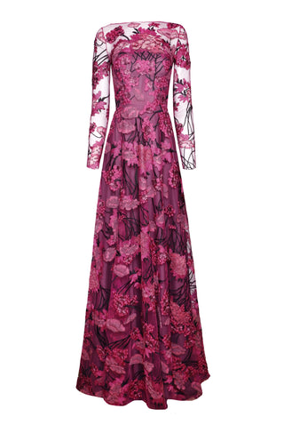 BOATNECK LONG SLEEVE GOWN