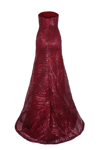 Raffia Strapless Fit and Flare Gown