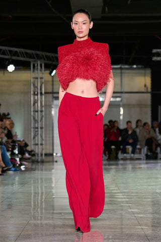 BEADED TOP WITH FEATHERS