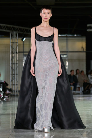BEADED COLUMN GOWN