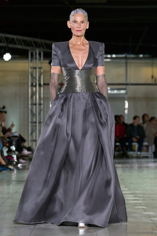GOWN WITH BEADED BELT