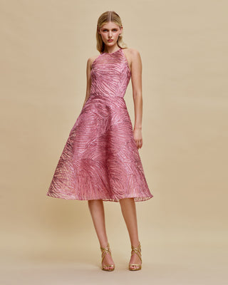 RAFFIA HALTER FULL SKIRT DRESS