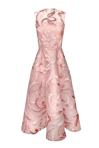 JEWEL NECK SLEEVELESS TEA-LENGTH DRESS