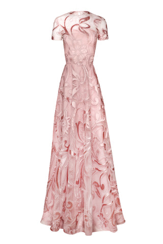 JEWEL NECK CAP SLEEVE GOWN