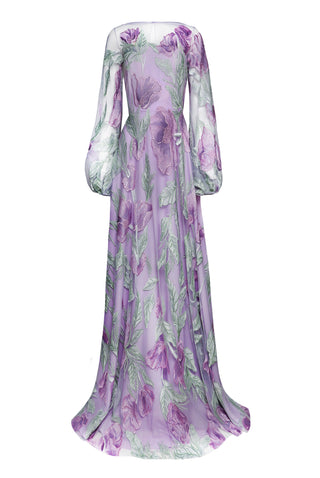 BOAT NECK BLOUSON SLEEVE GOWN