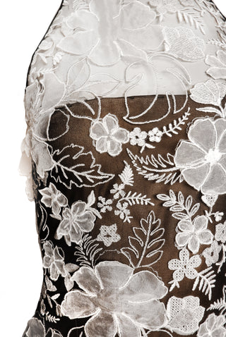 LACE HALTER FIT-AND-FLARE GOWN