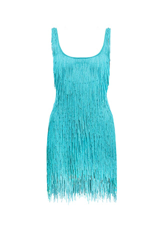 BEADED FRINGE TANK DRESS