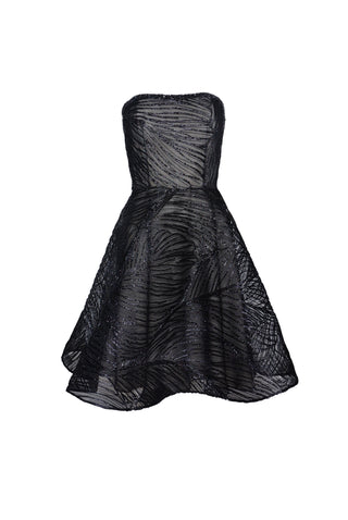 RAFFIA STRAPLESS FULL SKIRT DRESS