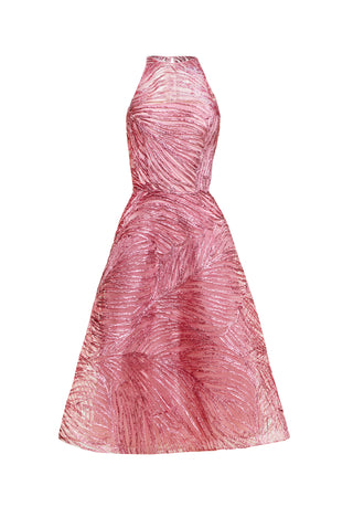 RAFFIA HALTER FULL SKIRT DRESS