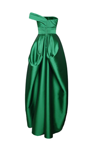 DRAPED ASSYMETRICAL NECKLINE BALLGOWN
