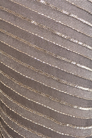 Stripe Embellished One Shoulder Gown