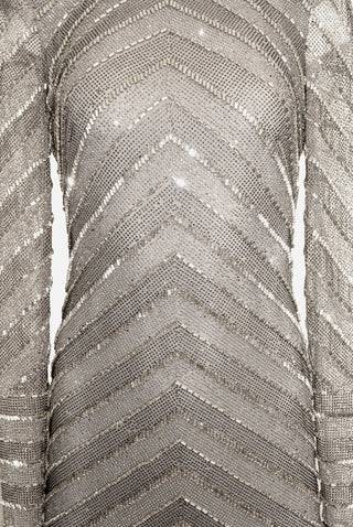 Stripe Embellished Jewel Neck Gown