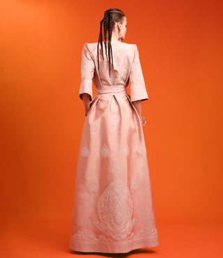 THREAD WORK FLOOR LENGTH COAT