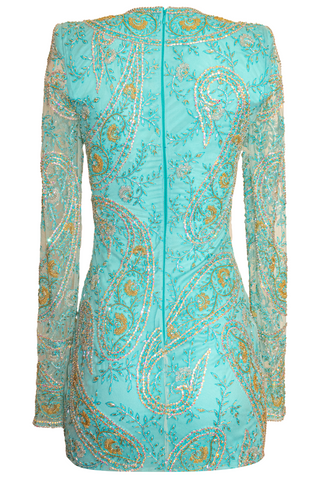 BEADED PAISLEY DRESS WITH KEYHOLE DETAIL