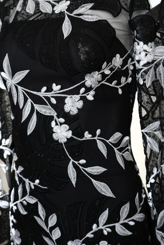 BOAT NECK FLORAL GOWN
