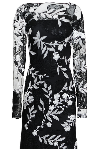 BOAT NECK FLORAL GOWN