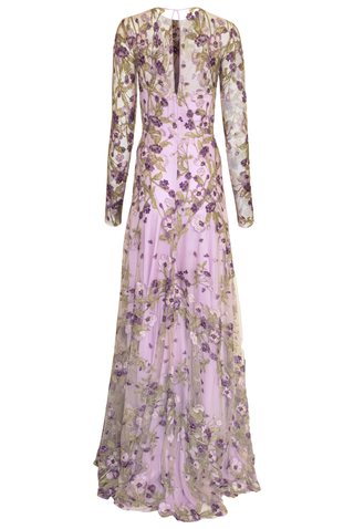 JEWEL NECK FLORAL GOWN