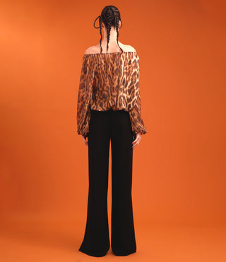 LEOPARD PRINT CHIFFON BLOUSE