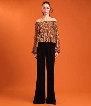 LEOPARD PRINT CHIFFON BLOUSE