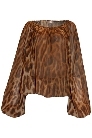 LEOPARD PRINT CHIFFON BLOUSE