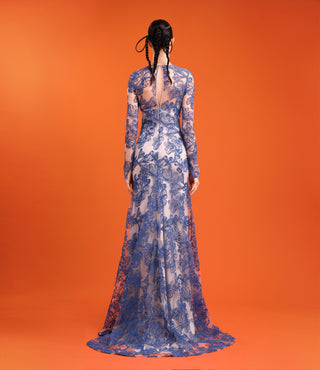 BOTANICAL JEWEL NECK GOWN