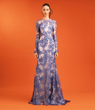 BOTANICAL JEWEL NECK GOWN