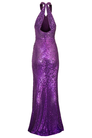 STRETCH SEQUIN CROSS FRONT GOWN