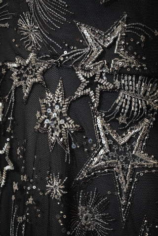 CELESTIAL EMBROIDERED V-NECK GOWN