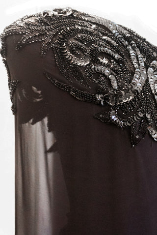 ONE SHOULDER COLUMN GOWN WITH  CHIFFON SHAWL