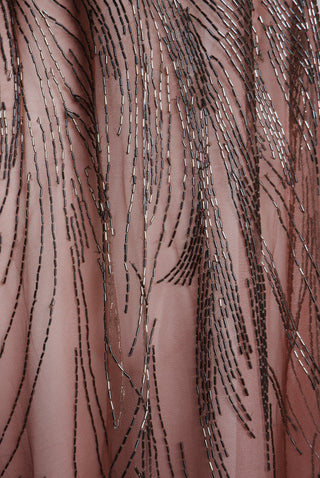ABSTRACT BEADED LONG SLEEVE GOWN